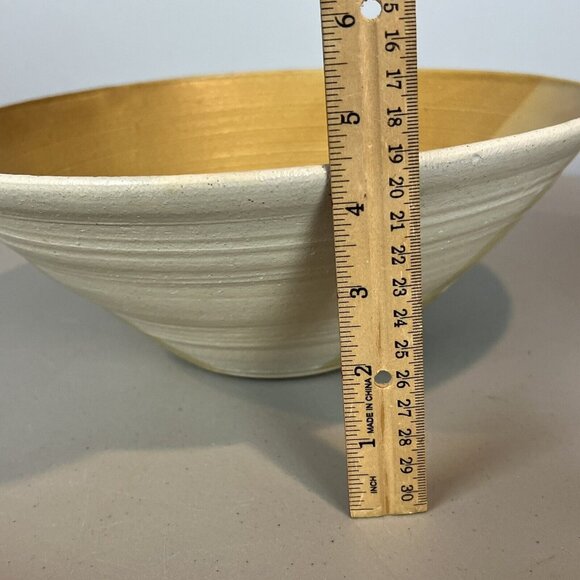 Speckled Brown and Tan Pottery Bowl 11.5" Diameter Rustic Handmade Stamped - Picture 15 of 15